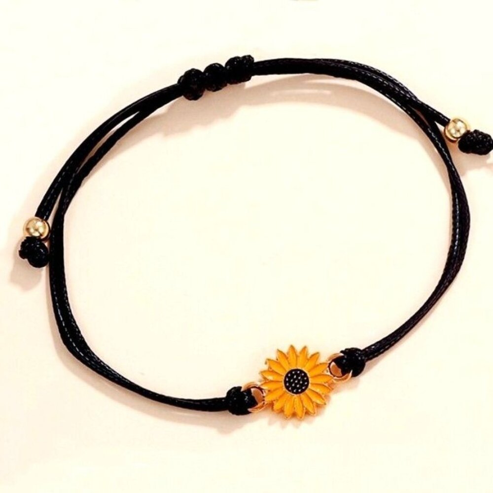 Allyson Aurora Sunflower Double Leather Strand Bracelet Gift Packaged - Picture 10 of 10